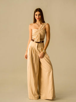 True West - Women Beige Solid Co-Ord Set
