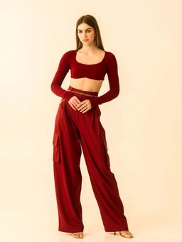 True West - Women Maroon Knit Co-Ord Set