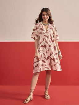 InWeave - Women Printed Beige Dress