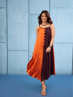 InWeave - Women's Rayon Colorblock Multi-Color Dress