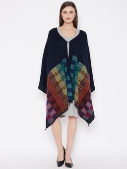 KnitStudio - Navy Blue Graphic Woven Shawl