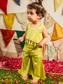 Tilsim by Sagarika Mehrotra - Green Tassel Tots Embellished Co-Ord