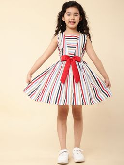 A.T.U.N. - Girls Multi-Color Sleeveless Striped Casual Dress
