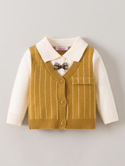 Hopscotch - Bow Applique Stripes Sweater
