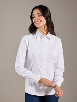 Twenty Dresses by Nykaa Fashion - White Solid Pointed Collar Shirt