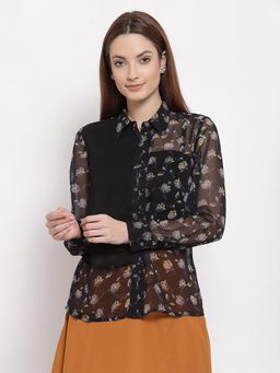 Ayrolane - Black Printed Printed Panel Shirt