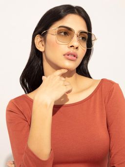 Twenty Dresses by Nykaa Fashion - Gold Brown Square Sunglasses