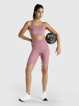 Musclemind - Women Pink Solid Cycling Shorts