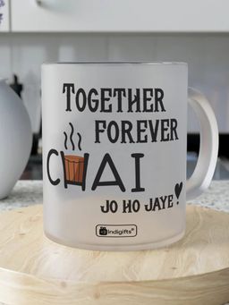 Indigifts - Together forever Chai Quote Printed White Frost Mug, Valentine Gifts, Love Gift