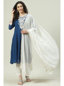 Rangriti - Off White Art Silk Dupatta