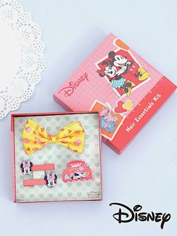 Yellow Bee - Minnie Mouse Hair Clip Set for Girls- Pink & Yellow, Pack of 4