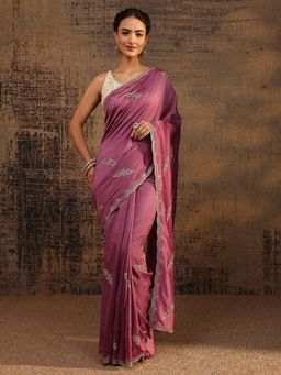 Libas - Mauve Embellished/Sequined Saree with Unstitched Blouse
