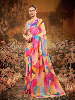 Garden VARELI - Multi-Color Embellished/Sequined Saree with Unstitched Blouse