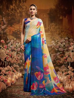 Garden VARELI - Multi-Color Embellished/Sequined Saree with Unstitched Blouse