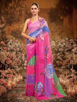 Garden VARELI - Multi-Color Embellished/Sequined Saree with Unstitched Blouse