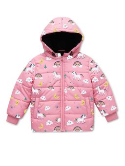 Trampoline - Pink Printed Regular Fit Jacket