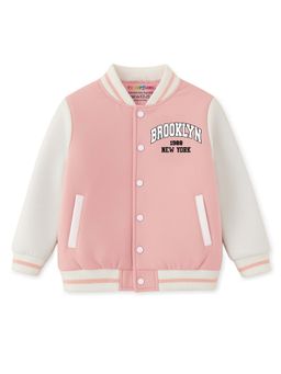 Trampoline - Pink Colorblock Regular Fit Varsity Jacket
