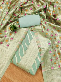 APAAPI THREADS OF GLORY - Green Unstitched Top Wear with Bottom Wear and Dupatta (Set of 3)