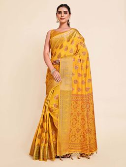 Mimosa - Women'S Kanjivaram Art Silk Saree With Unstiched Blouse