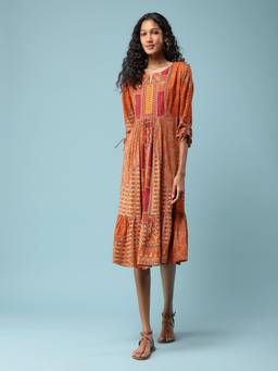 Aarke Ritu Kumar - Rust Printed Midi Dress