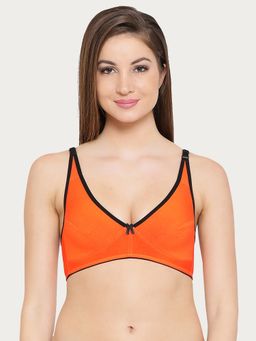 Clovia - Cotton Non-Padded Wirefree Demi Cup Bra Orange