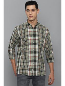 Allen Solly - Men Olive Custom Fit Check Full Sleeves Casual Shirt