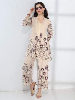 Libas - Brown Floral Printed Co-Ord Set