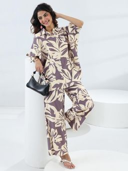 Libas - Purple Floral Printed Co-Ord Set