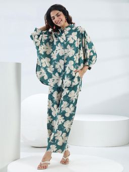 Libas - Teal Floral Printed Co-Ord Set