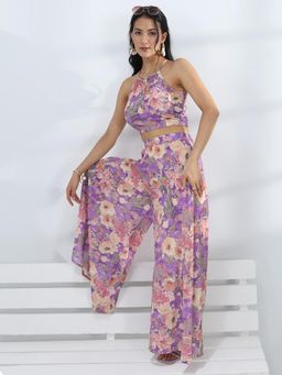 Libas - Purple Floral Printed Co-Ord Set