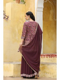 BAIRAAS - Maroon Kurti with Palazzo And Dupatta