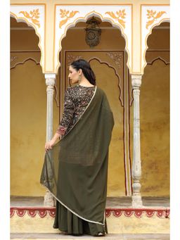 BAIRAAS - Green Kurti with Palazzo And Dupatta