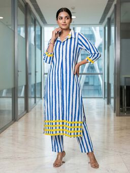 Varanga - Blue The Minimalist Fusion Kurta with Pant