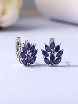 Ornate Jewels - 925 Silver Natural Fissure Filled Sapphire Flora Hoops Earring for Women & Girls