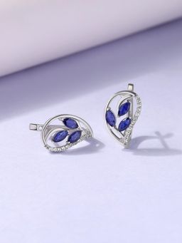 Ornate Jewels - 925 Silver Natural Fissure Filled Sapphire Leaf Drops Earring for Women & Girls