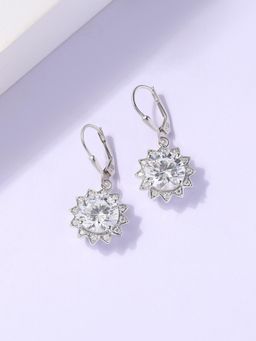 Ornate Jewels - 925 Silver Round American Diamond Celestial Sparkle Drops Earring for Women & Girls