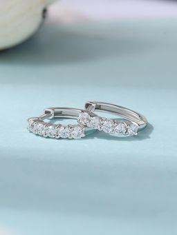 Ornate Jewels - 925 Silver Round American Diamond Glimmering Elegance Hoops Earring for Women & Girls
