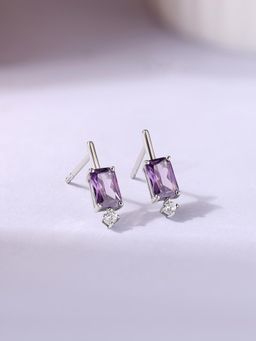 Ornate Jewels - 925 Silver Octagon Purple Amethyst Twilight Sparkle Dangle Earring for Women & Girls