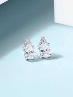 Ornate Jewels - 925 Silver Rhodium Plated American Diamond Starlight Studs Earring for Women & Girls