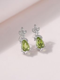 Ornate Jewels - 925 Silver Natural Green Peridot Petals Dangle Earring for Women & Girls