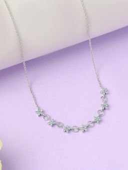 Ornate Jewels - 925 Silver Rhodium Plated Aqua Blue Twinkle & Shine Necklace for Women & Girls