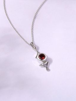 Ornate Jewels - 925 Silver 0.95 Carat Round Natural Garnet Mystic Glow Necklace for Women & Girls