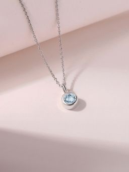 Ornate Jewels - 925 Silver 0.45 Carat Natural Aquamarine Serenity Shine Necklace for Women & Girls
