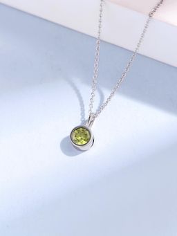 Ornate Jewels - 925 Silver 0.45 Carat Round Natural Peridot Citrus Elegance Necklace for Women & Girls