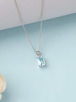 Ornate Jewels - 925 Silver 1.85 Carat Blue Topaz Radiant Reflection Necklace for Women & Girls