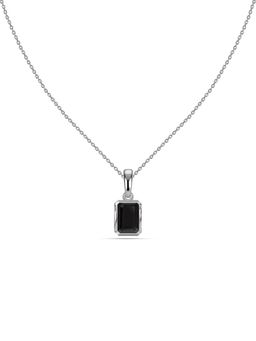 Ornate Jewels - 925 Silver 1.60 Carat Octagon Black Spinel Shadowed Grace Necklace for Women & Girls