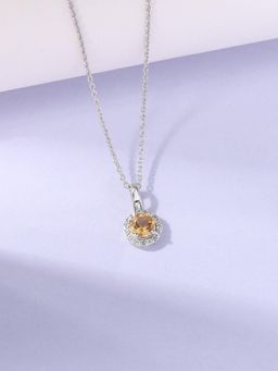 Ornate Jewels - 925 Silver 0.45 Carat Natural Yellow Citrine Sunshine Sparkle Necklace for Women & Girls