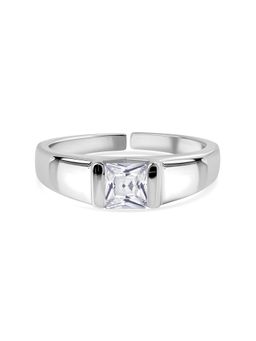 Ornate Jewels - 925 Silver 1.55 Carat American Diamond Modern Grace Adjustable Ring for Women & Girls