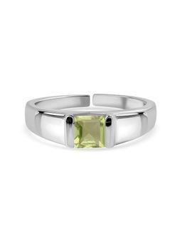 Ornate Jewels - 925 Silver 0.70 Carat Natural Peridot Solitaire Adjustable Ring for Women & Girls