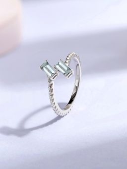 Ornate Jewels - 925 Silver Natural Aquamarine Twilight Duo Adjustable Ring for Women & Girls